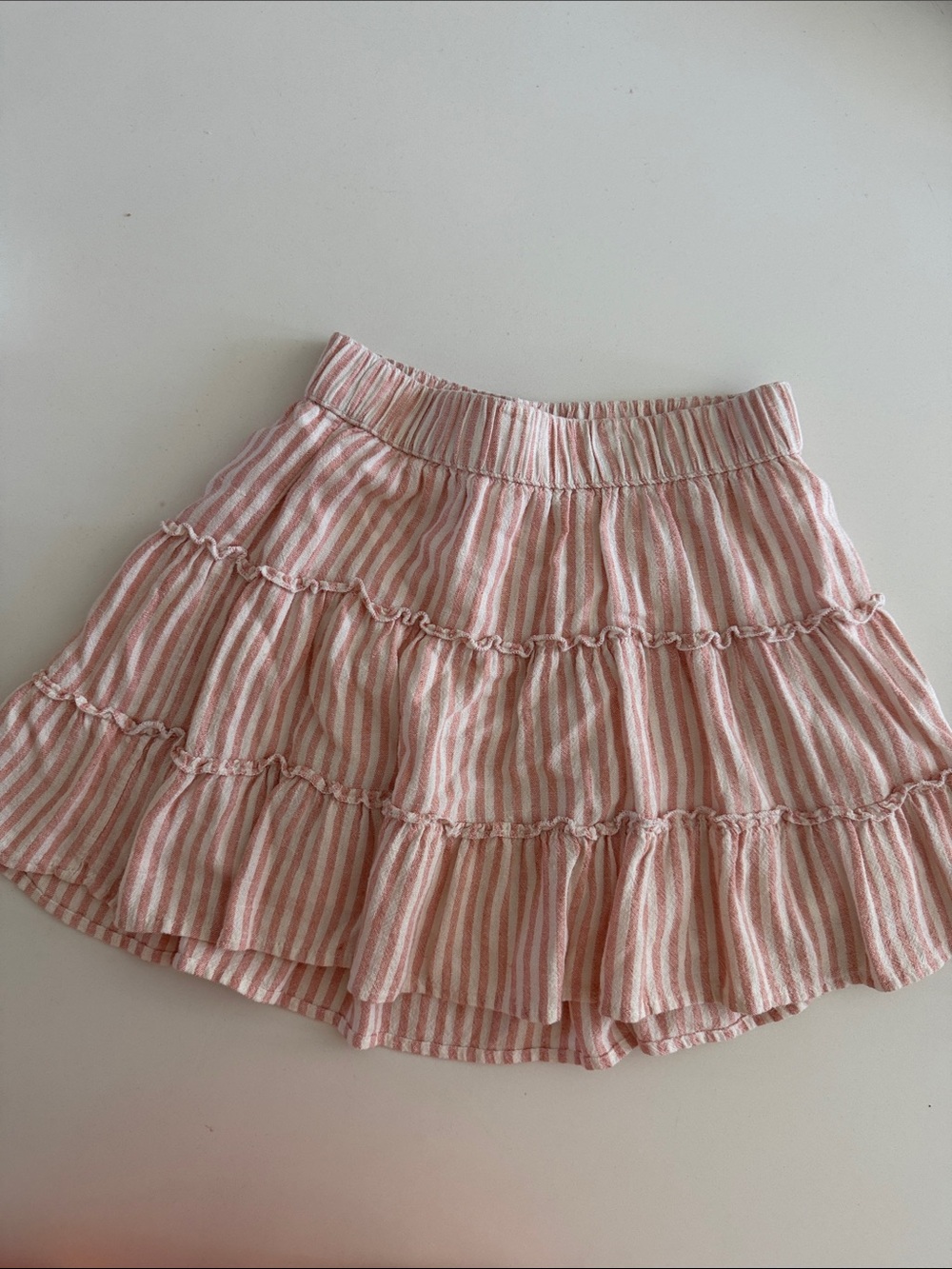 abercrombie kids Pink and White Striped Ruffle Skirt